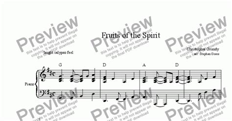 Not allowing the holy spirit to become fruitful in our lives will make us quick temperedness is not a fruit of the spirit. Fruits of the Spirit - Download Sheet Music PDF file