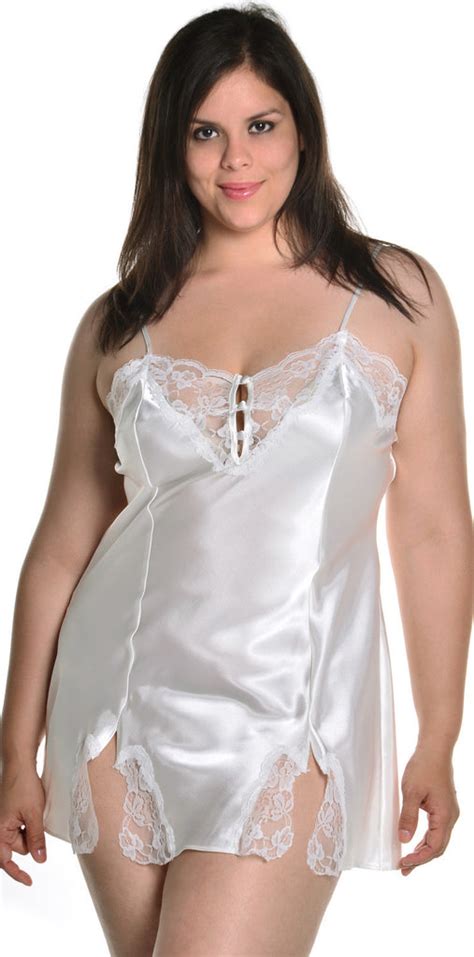 Womens Plus Size Silky Chemise With Lace 4096x 1x 6x Shirleymccoycouture