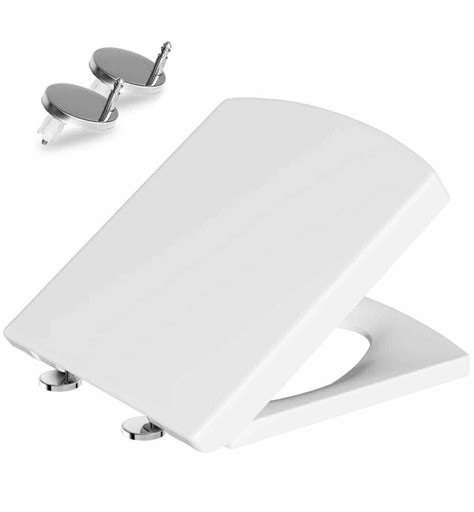 Luxury Square Toilet Seat Heavy Duty White Top Quick Release Hinges Bathroom EBay