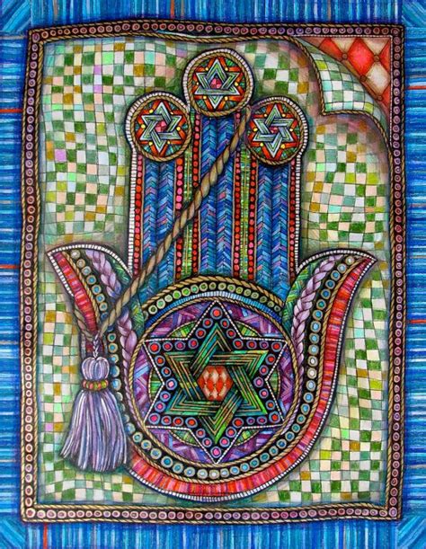 hamsa star of david judaica 11 x14 print hamsa art hamsa jewish art