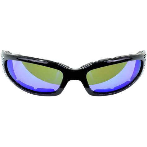 Global Vision Marilyn 3 Ladies Padded Biker Glasses Black Frame Blue Mirror Lens 787217775210 Ebay