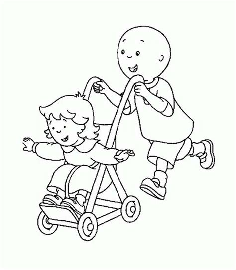 Caillou Pull Rosie On Her Cart Coloring Page : Coloring Sun Caillou