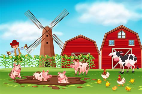 Farm scene with animals - Download Free Vectors, Clipart Graphics ...