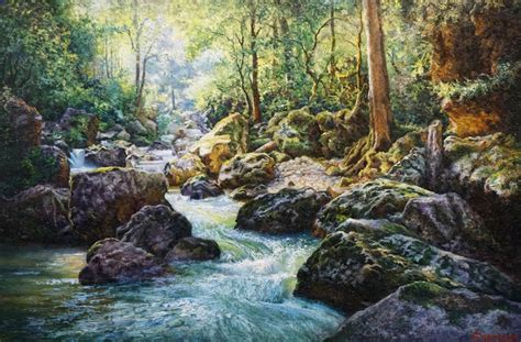 Mountain River Oil Painting By Evgeny Burmakin Artfinder