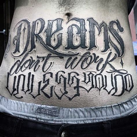 You can have a unique quote of your own but we will give you ideas about the placement of the tattoo and also font ideas. 90 Script Tattoos For Men - Cursive Ink Design Ideas