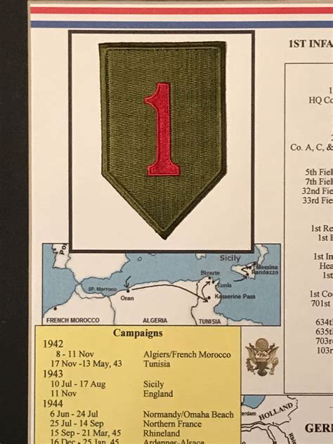 1st Infantry Division Unit Patchhistory In World War Ii 11 X 14 Etsy