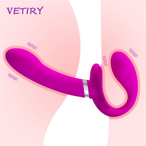 Vetiry Strapless Strapon Dildo Vibrator Double Vibrating For Lesbian