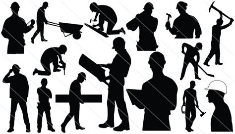 15 Construction Workers Silhouette Vector Download Silhouette Vector