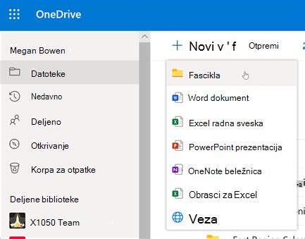 Upravljanje Datotekama I Fasciklama U OneDrive