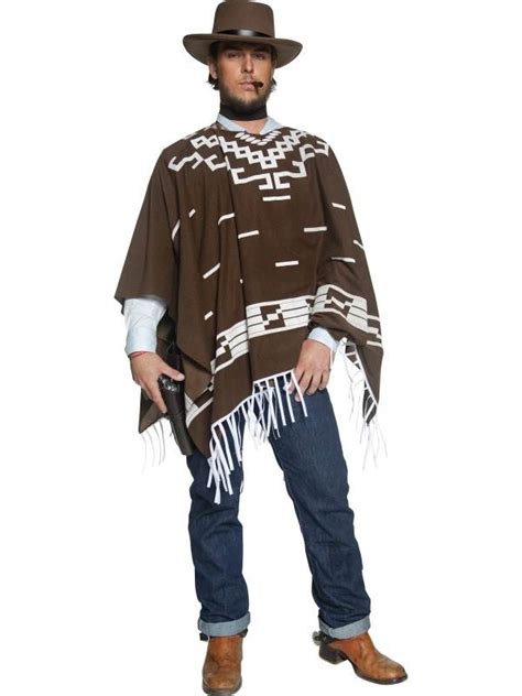 Mens Western Wandering Gunman Costume Cowboy Clint Eastwood Fancy Dress