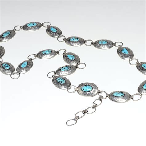 Pauline Benally Navajo Sterling And Shadowbox Turquoise Belt Ebth