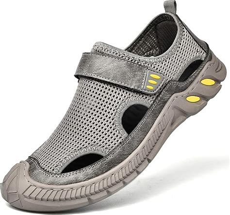 Feichi Mens Outdoor Hiking Sandals Closed Toe Sport Sandal Adjustable