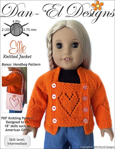 Dan El Designs Ellie Doll Clothes Knitting Pattern Fits 18 Inch Dolls