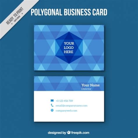 Polygonal Business Card In Blue Tones Free Vector