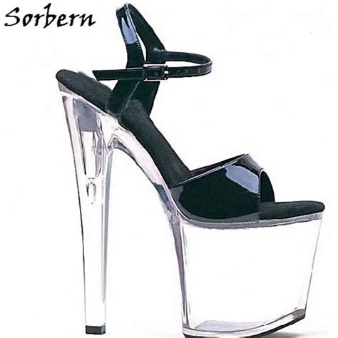 Sorbern Perspex Heel Sandals Custom Color Ankle Strap Summer Designer Brand Platform Women Shoes