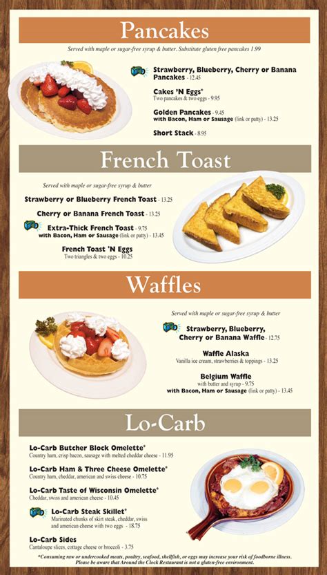 Breakfast Menu Around The Clock Restaurant