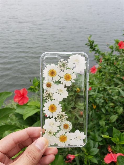 Pressed Flower Phone Case Natural Dried Flower Clear Case Daisy Iphone