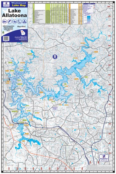 Lake Allatoona Waterproof Map 202 Kingfisher Maps Inc
