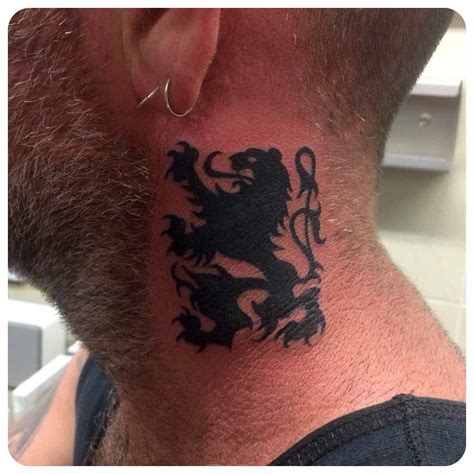 Lion Rampant Tattoo on Neck | Best Tattoo Ideas Gallery