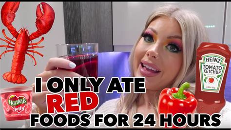 I Only Ate Red Food For 24 Hours 24 Hour Food Challenge Amy Coombes Youtube