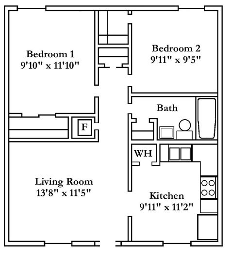2 Bedroom Apartment Floor Plan Small Apartment Layout Small Apartment