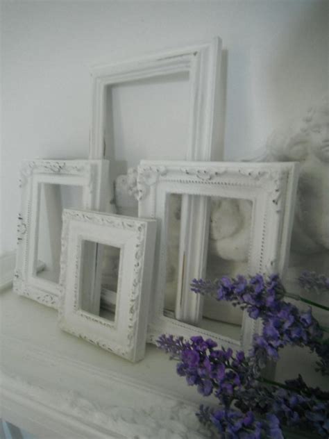 Shabby Chic White Distressed Picture Frame Large Set Open Etsy