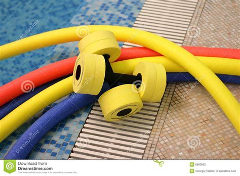 If you have difficulty doing aerobics on land, water make sure you have the right equipment so you stay comfortable. Water aerobics equipment stock photo. Image of objects ...