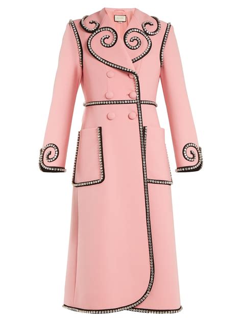 Click Here To Buy Gucci Crystal Embellished Double Breasted Wool Coat