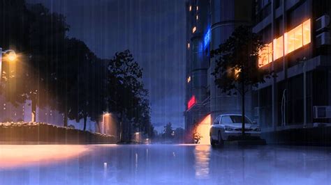 City Background Anime Rain Wallpaperin