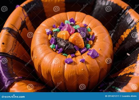 Sweet Delights a Halloween Candy Extravaganza.AI Generated Stock