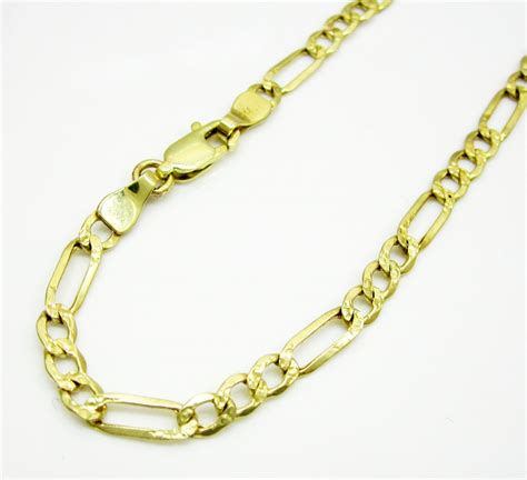 Buy 10k Yellow Gold Diamond Cut Figaro Bracelet 8 Inch 3.7mm Online at