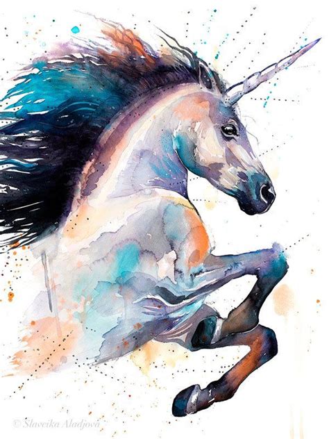 Unicorn Watercolor Painting Print By Slaveika Aladjova Art Etsy
