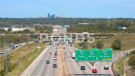 Interstate 70 Traffic Flowing Around Kansas City Stock Footage Ad