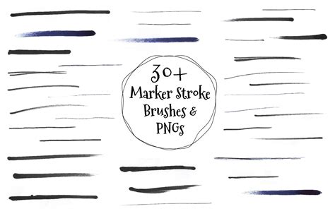 30 Marker Pen Stroke Brushes Photoshop Brush File Png Pen Etsy Canada