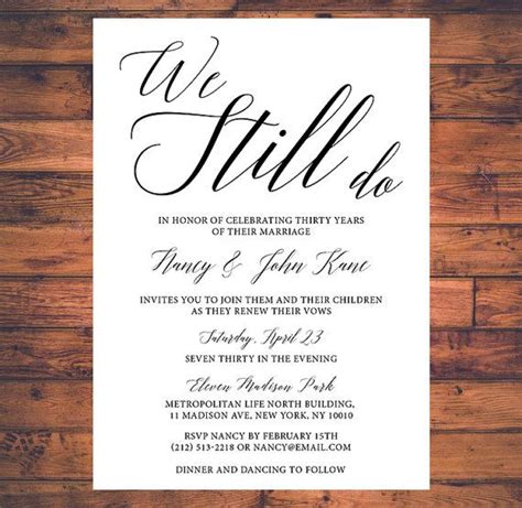 Vow Renewal Invitation We Still Do Simple Traditional Classic Vow