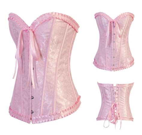 Pink Lace Corset With Front Button Lace Corset Bustier Women Corset