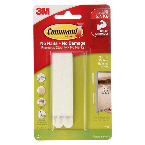 Command™ White Adhesive Narrow Picture Hanging Strips 4 Pack Bunnings Australia