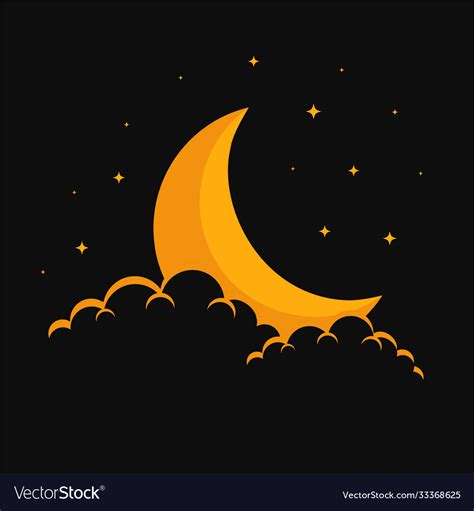 Dreamy Moon Clouds And Stars Background Design Vector Image