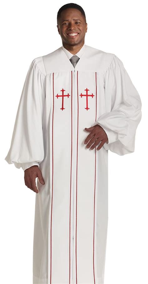 A Man Wearing A Priests Robe With Red Crosses On The Front And Sides