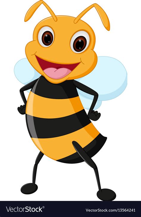 Happy Bee Cartoon Royalty Free Vector Image Vectorstock
