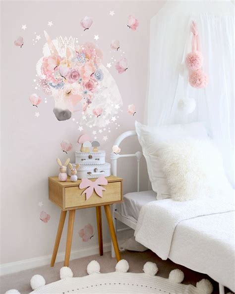 Unicorns And Butterflies Fabric Wall Decals Kids Watercolour Etsy