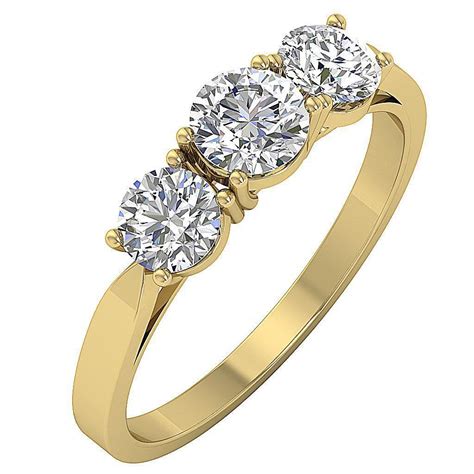 101ct Round Diamond 3 Stone Anniversary Ring 14kt Solid Gold Prong Set