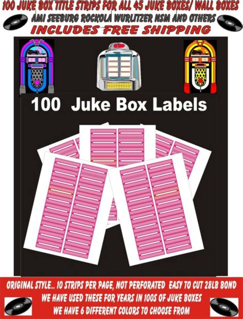 Jukebox Labels Blank Title Strips 100 Pink Free Sandh Ebay