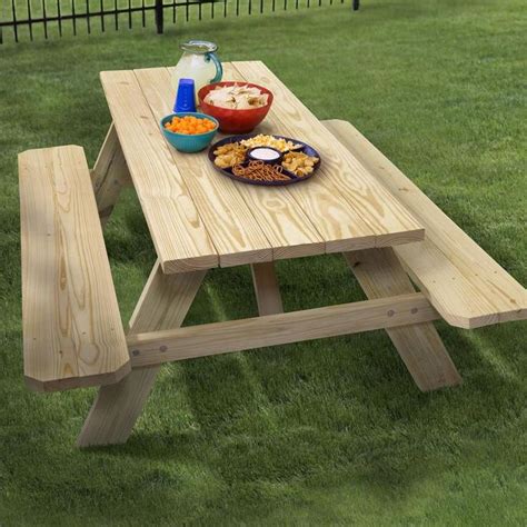 Style Selections 72 In Brown Southern Yellow Pine Rectangle Picnic Table Picnic