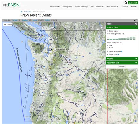 Oregon And Washington Faults Added To Pnsn Earthquake Map Pacific