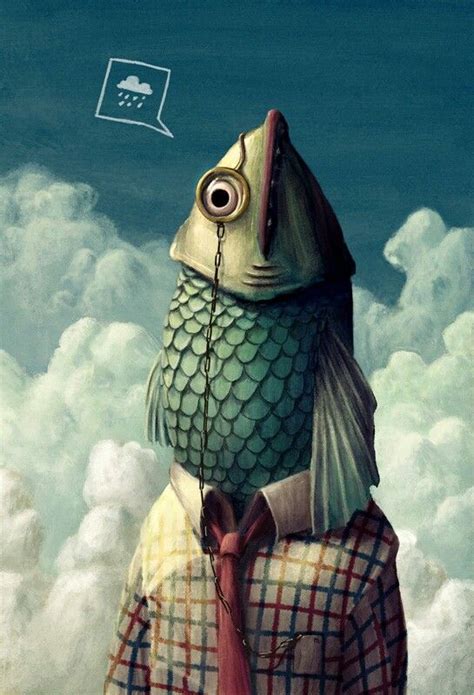 Fish Head Surreal Art Lowbrow Art Illustration Art