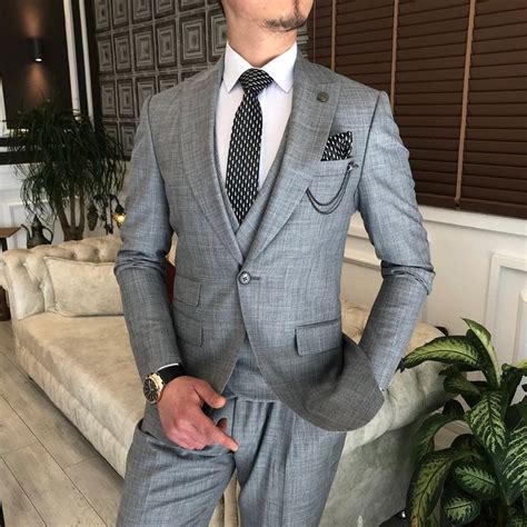 Grey Slim Fit Suit 3 Piece In 2022 Grey Slim Fit Suit Slim Fit Suit