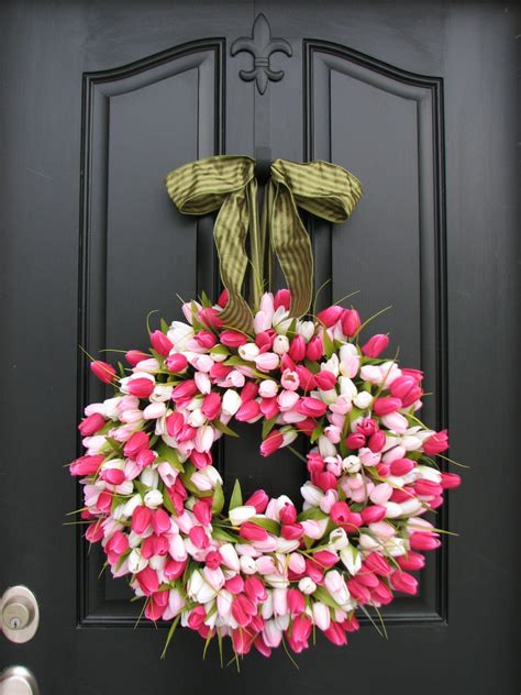 Wreath Tulips Front Door Wreath Door Wreaths Spring Tulips