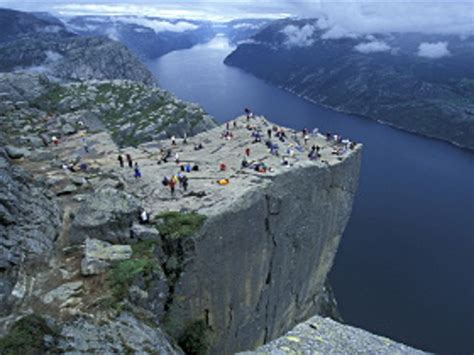 Norwegen Norwegen Der Preikestolen Ein Fels Als Panorama Plattform