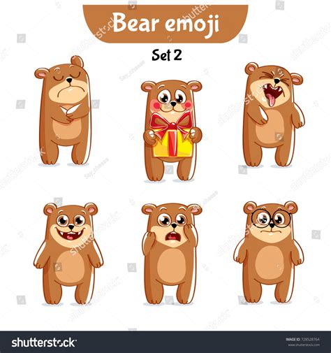 Vector Set Cute Bear Characters Set Stock Vector Royalty Free 728528764